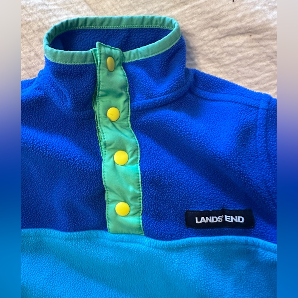 Lands' End Kids Blue and Teal Fleece Hoodie - Picture 4 of 6